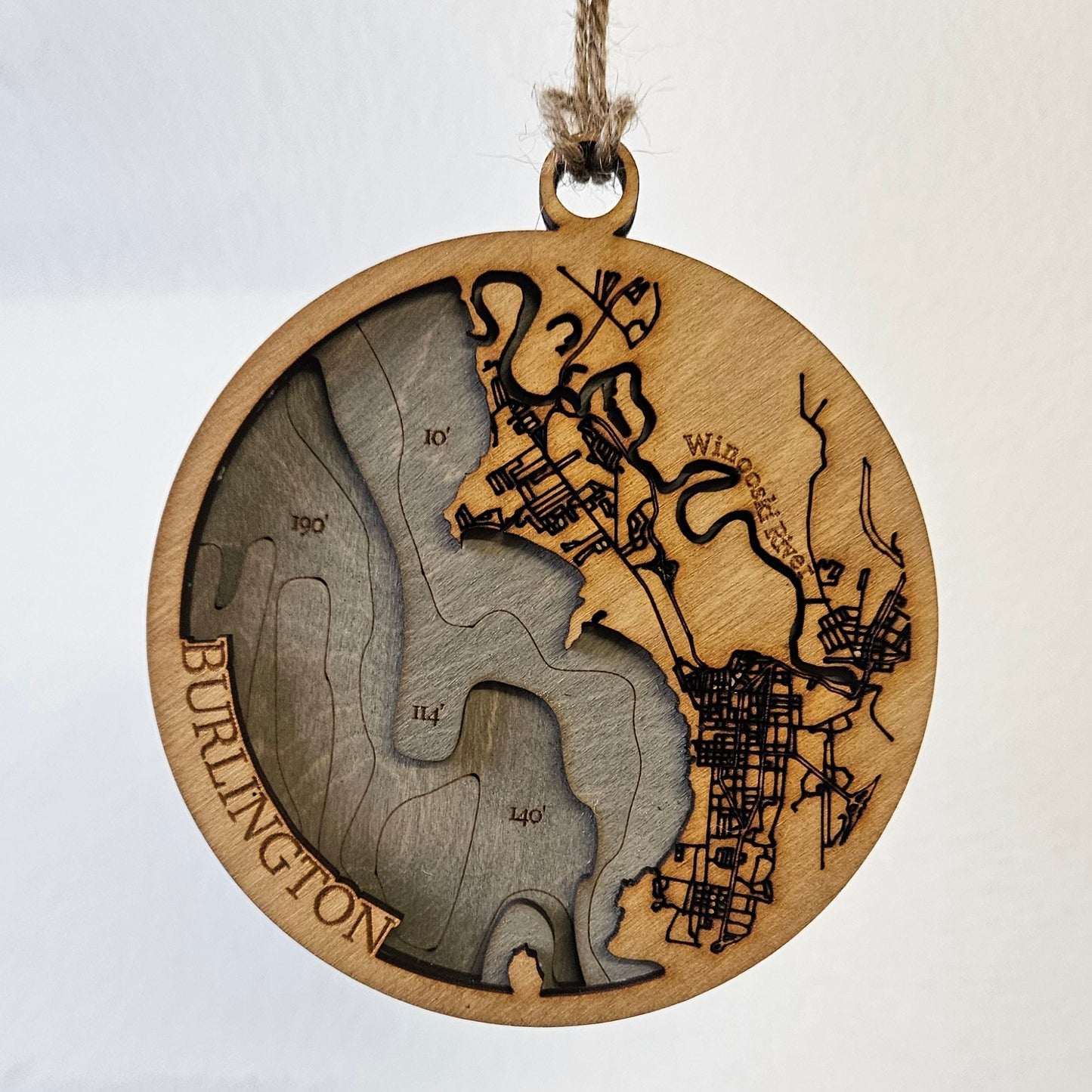 Burlington, VT | 3d Wooden Bathymetry Ornament