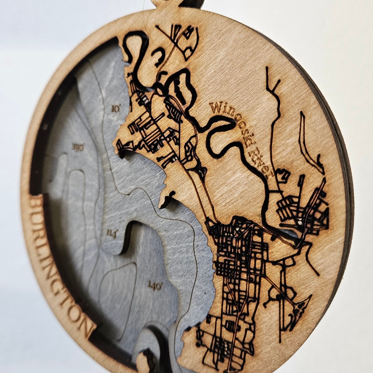 Burlington, VT | 3d Wooden Bathymetry Ornament
