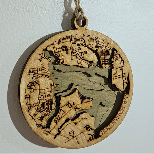 Greenwich Bay, Rhode Island | 3d Wooden Ornament