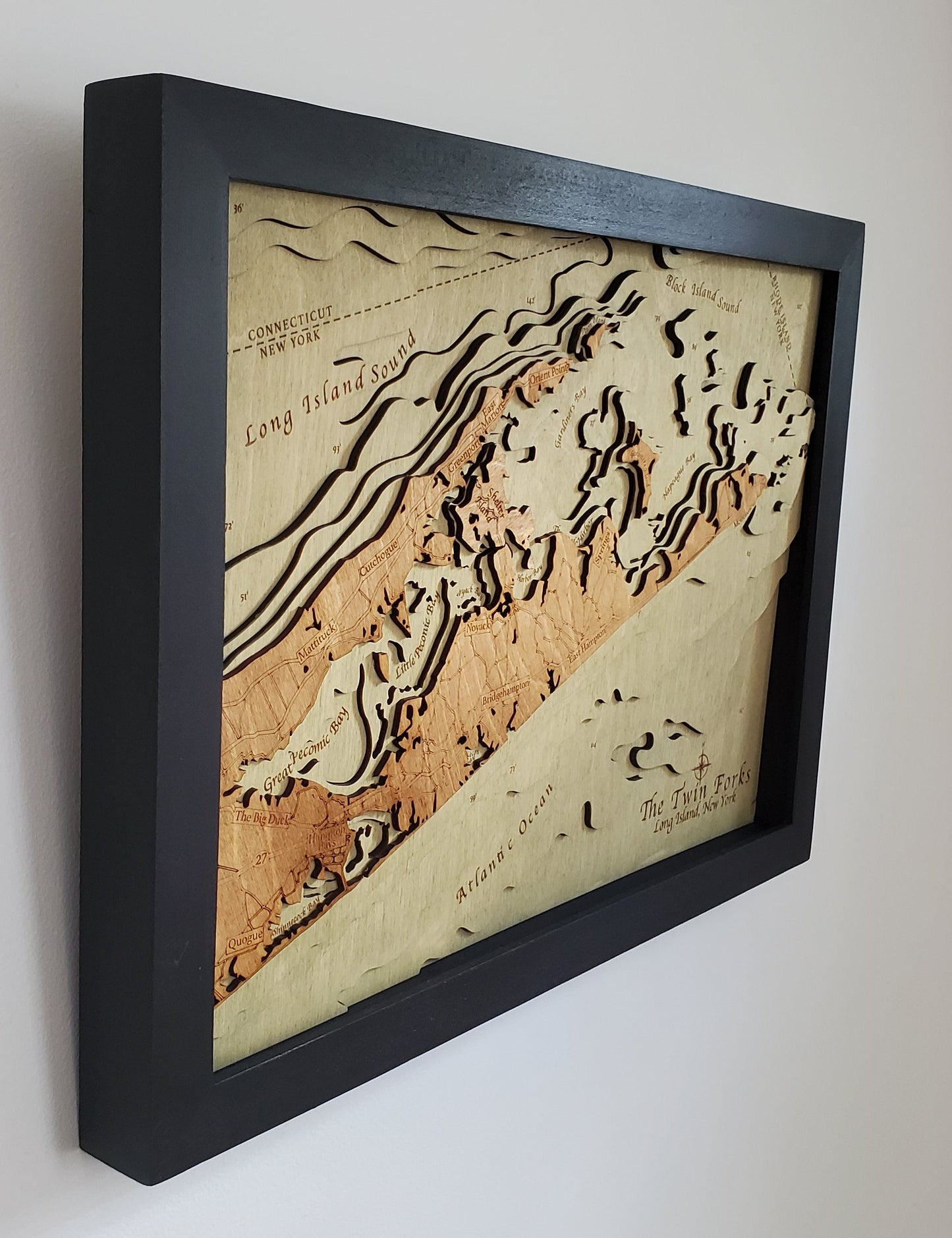 The Twin Forks, Long Island NY| Wooden Chart