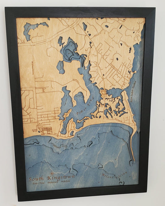 Potter Pond, South Kingstown | Wooden Chart