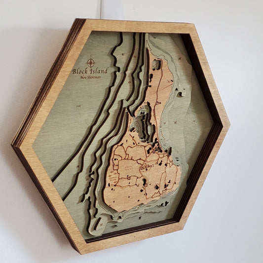 Block Island, New Shoreham  | 3D Wooden Hexagon