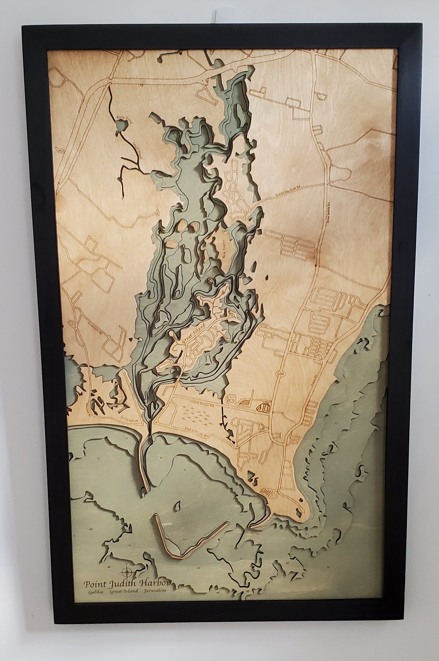 Point Judith Harbor, Narrgansett | 3D Wooden Chart