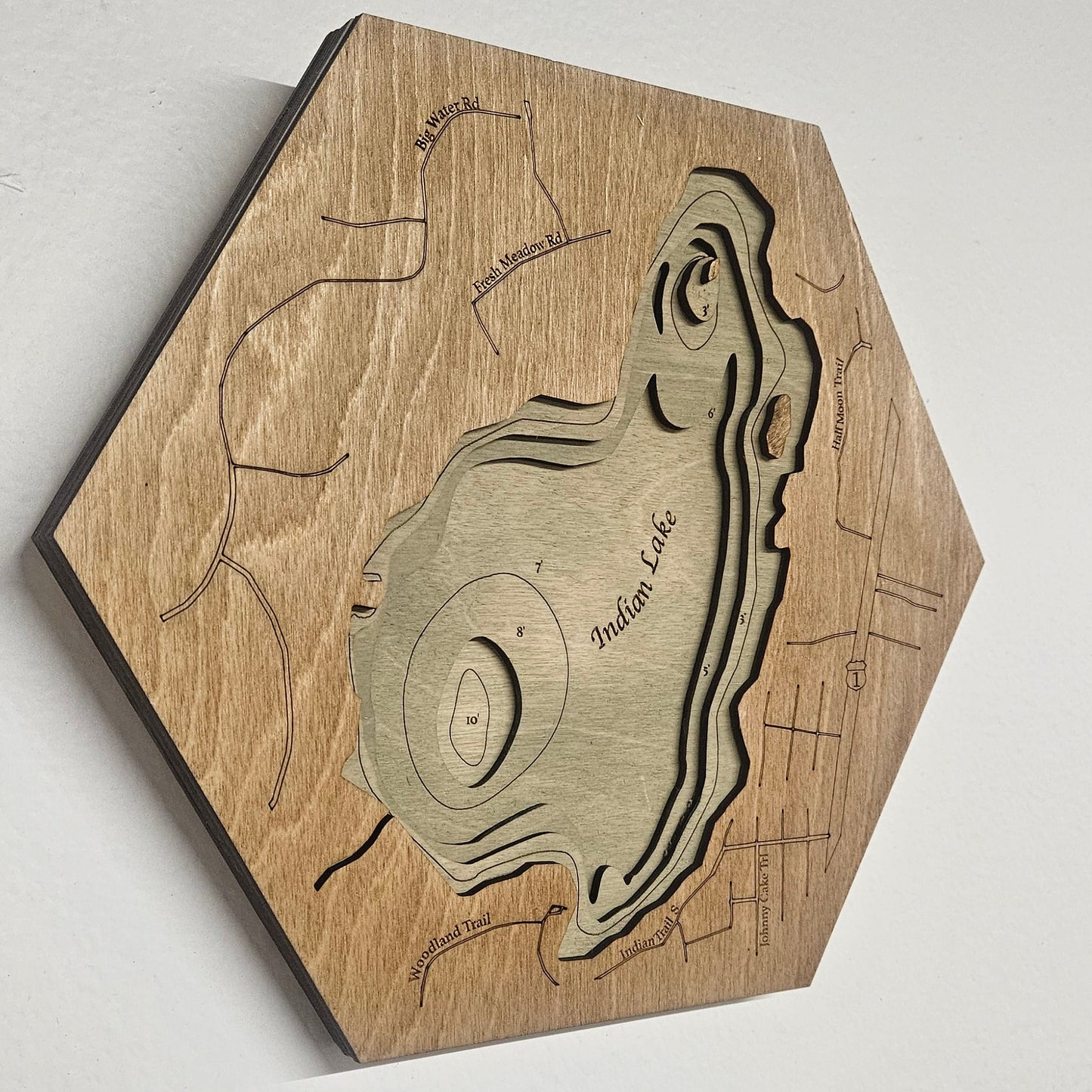 Indian Lake, South Kingstown  | 3D Wooden Hexagon