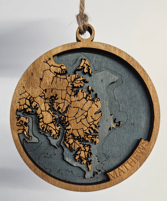 Mathews, VA  | 3D Wooden Ornament
