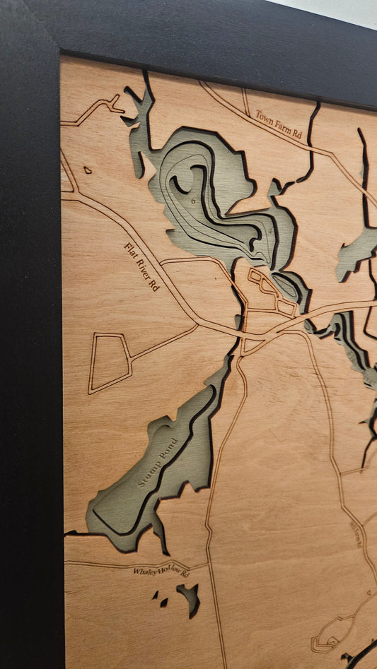 Johnson's Pond, Rhode Island  | 3D Wooden Chart