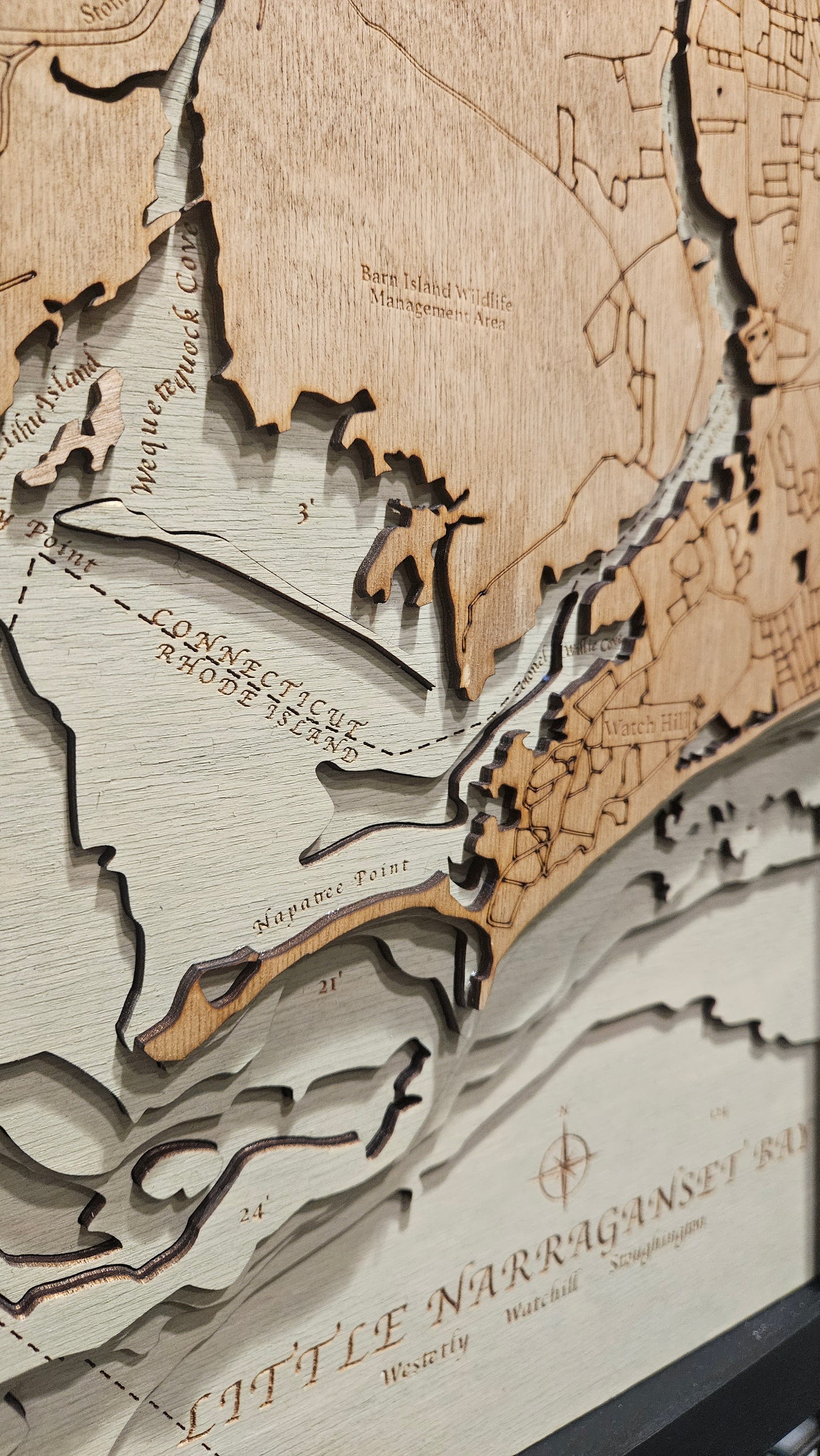 Little Narrgansett, Rhode  | 3D Wooden Chart