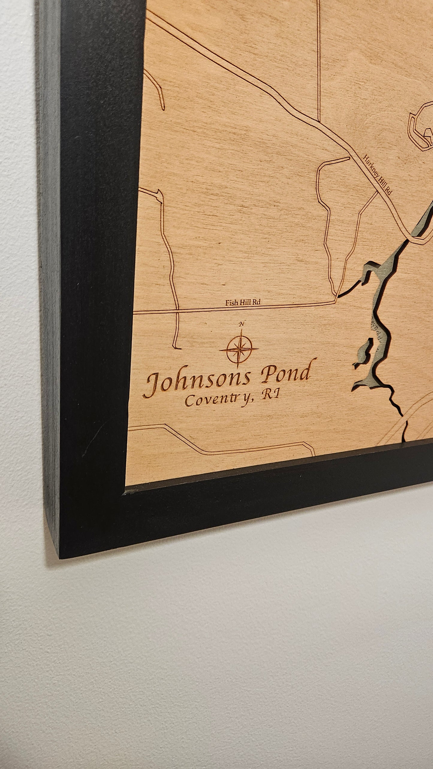 Johnson's Pond, Rhode Island  | 3D Wooden Chart