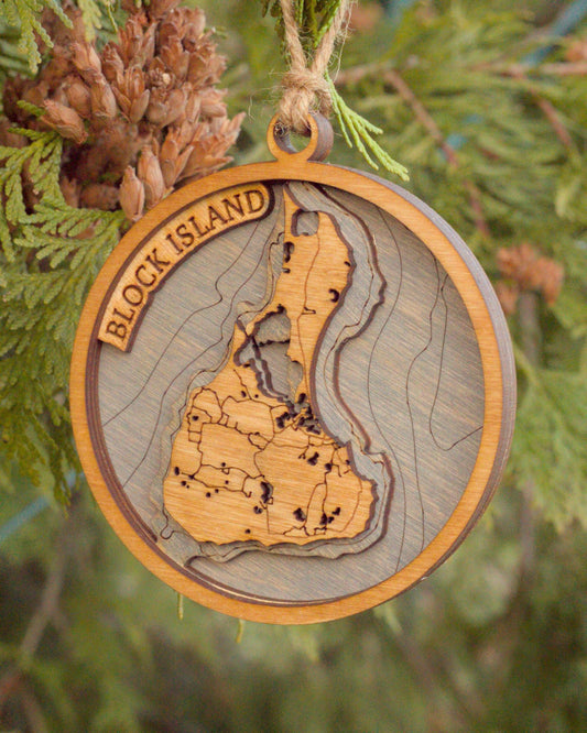 Block Island, Rhode Island - 3D Map Ornaments